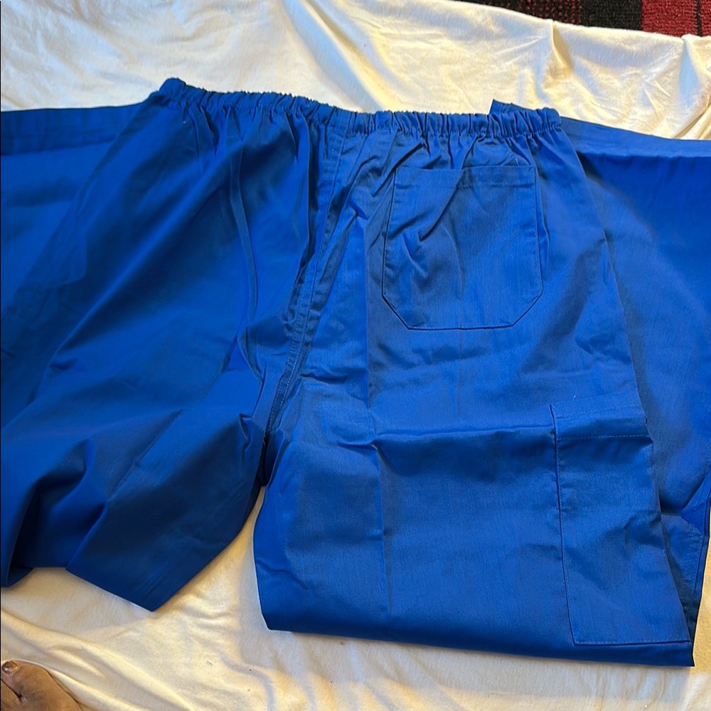 Royal Blue Track Pants with Drawstring Waist and Smooth Fabric - Picture 3 of 4